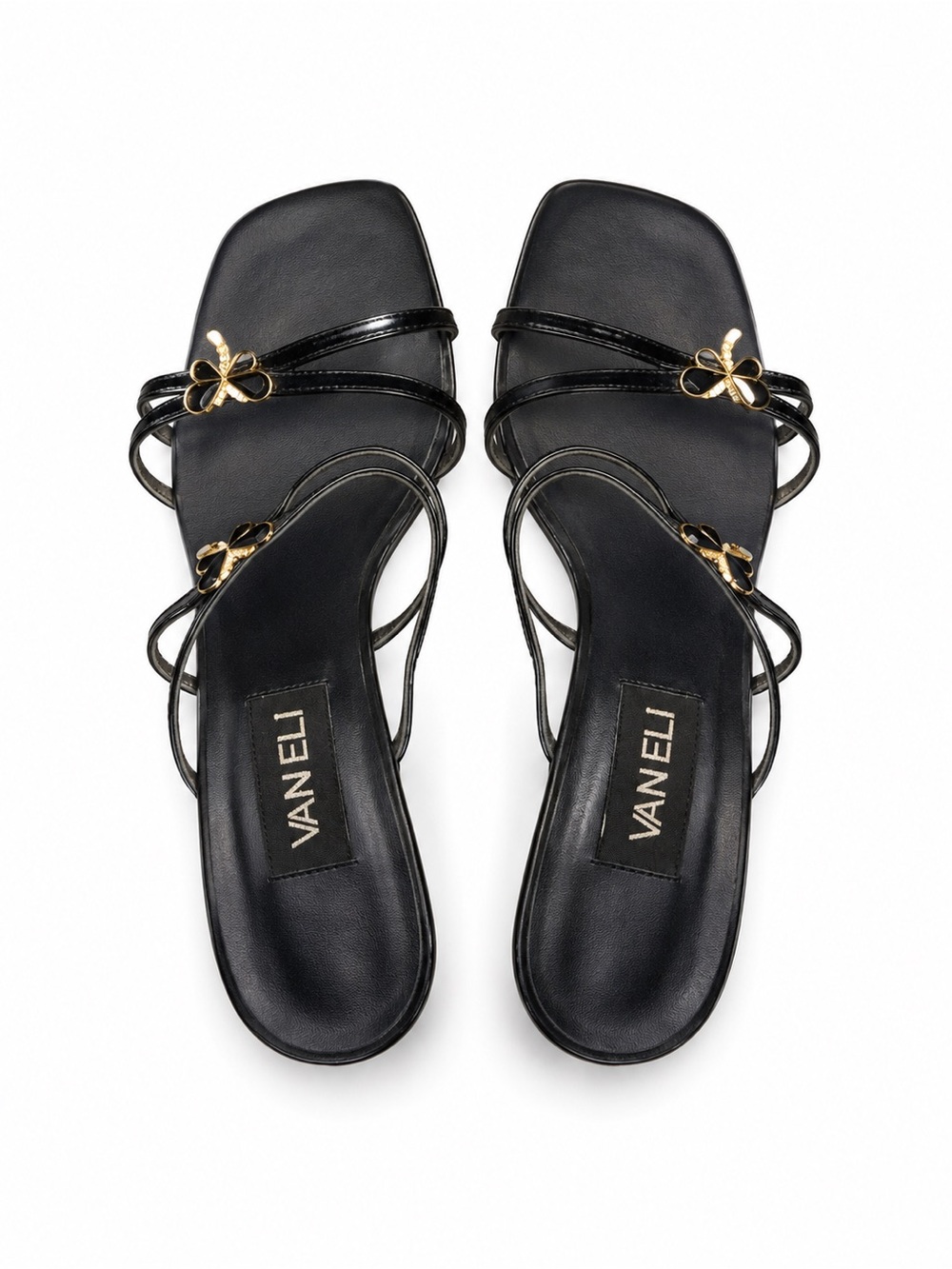VANELi Black Dragonfly Embellished Slide Sandals Women’s 8M Kitten Heel Y2K